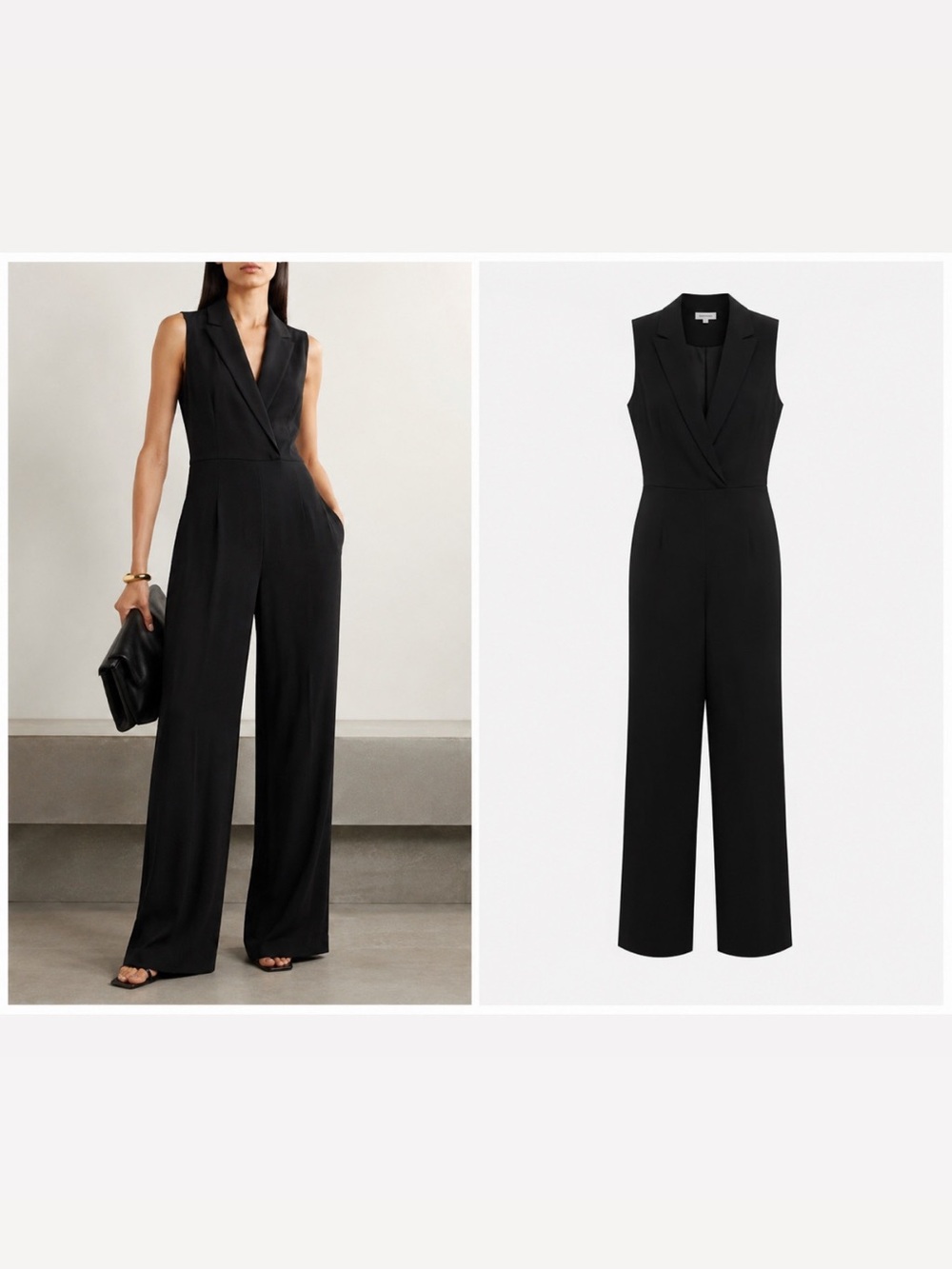 Brunello Cucinelli Black Jumpsuit Tuxedo Wide Leg Medium Formal NWT 🟡